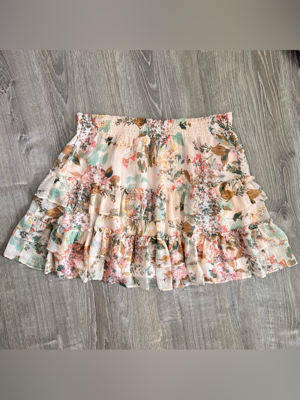 LC Lauren Conrad Smocked-Waist Tiered Ruffle Mini Floral Skirt size XXL